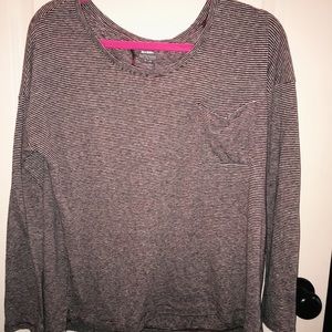 Striped long sleeve shirt with front pocket